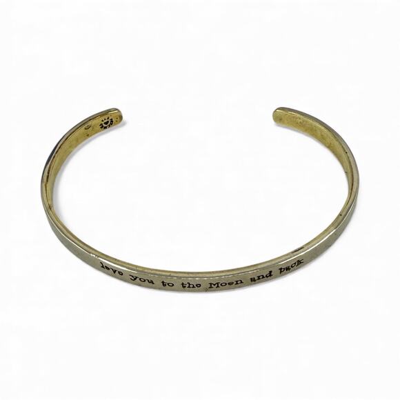Far Fetched Love You to the Moon and Back Cuff Bracelet Mixed Metals Stamped - Picture 2 of 4
